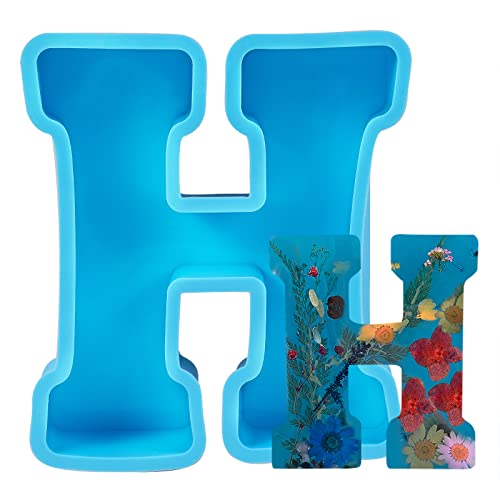 BEEFLYING 3D-Alphabet-Epoxidharz-Silikonform mit großen Buchstaben, Symbolform, Harzguss, Silikonformen für Kunst, Basteln, Heimdekoration, Schmuckherstellung (Buchstabe H) von BEEFLYING