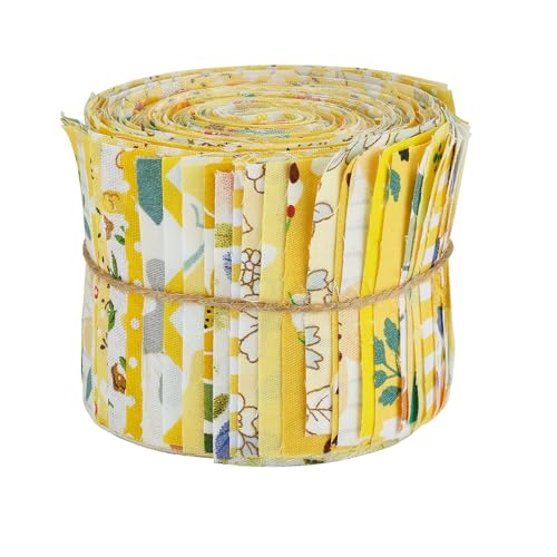 BEEFLYING 40 Stück Jelly-Roll-Stoffstreifen zum Quilten und Nähen, 6,5 × 50 cm, gelb Jelly-Roll-Stoffstreifen aus Leinwandbindung aus Baumwolle für Decken, Haarbänder, Puppenkleidung und Patchwork BEEFLYING 40 Stück Jelly-Roll-Stoffstreifen zum Quilten und Nähen, 6,5 × 50 cm, gelb Jelly-Roll-Stoffstreifen aus Leinwandbindung aus Baumwolle für Decken, Haarbänder, Puppenkleidung und Patchwork von BEEFLYING