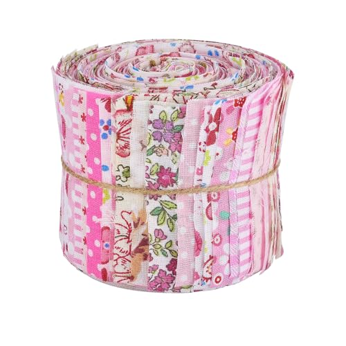 BEEFLYING 40 Stück Jelly-Roll-Stoffstreifen zum Quilten und Nähen, 6,5 × 50 cm, rosa Jelly-Roll-Stoffstreifen aus Leinwandbindung aus Baumwolle für Decken, Haarbänder, Puppenkleidung und Patchwork BEEFLYING 40 Stück Jelly-Roll-Stoffstreifen zum Quilten und Nähen, 6,5 × 50 cm, rosa Jelly-Roll-Stoffstreifen aus Leinwandbindung aus Baumwolle für Decken, Haarbänder, Puppenkleidung und Patchwork von BEEFLYING