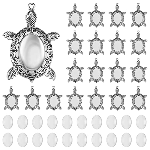 BEEFLYING 40 Stück Legierung Anhänger Cabochon Fassungen Schildkröte Anhänger Tabletts Basis Rohlinge Fotorahmen Kamee Legierung Charms mit Glas-Cabochons für Schmuckherstellung Bastelbedarf BEEFLYING 40 Stück Legierung Anhänger Cabochon Fassungen Schildkröte Anhänger Tabletts Basis Rohlinge Fotorahmen Kamee Legierung Charms mit Glas-Cabochons für Schmuckherstellung Bastelbedarf von BEEFLYING