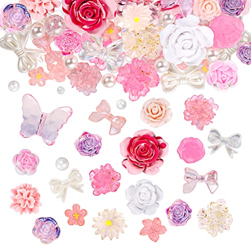 BEEFLYING 50 Gramm Blumenperlen Mit Flachem Boden Cabochon-Harz Flach Blumen Harz Cabochons Transparent Zur Schmuckherstellung, Scrapbooking, Handyhüllendekoration,Rosa BEEFLYING 50 Gramm Blumenperlen Mit Flachem Boden Cabochon-Harz Flach Blumen Harz Cabochons Transparent Zur Schmuckherstellung, Scrapbooking, Handyhüllendekoration,Rosa von BEEFLYING