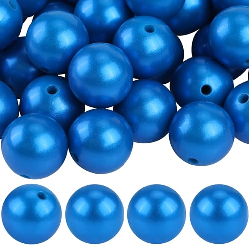 BEEFLYING 50 Stück 15mm runde Silikonperlen Gummiperlen Fokalperlen für beadbare Stifte DIY Schmuck Halskette Armband Schlüsselanhänger Herstellung (Blau) von BEEFLYING