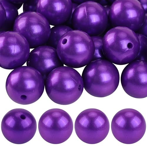 BEEFLYING 50 Stück 15mm runde Silikonperlen Gummiperlen Fokalperlen für beadbare Stifte DIY Schmuck Halskette Armband Schlüsselanhänger Herstellung (Lila) von BEEFLYING