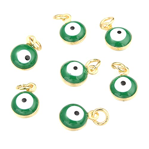 BEEFLYING 50 Stück Anhänger Bunte Evil Eye Charms Anhänger Messing Emaille Charms Flache Runde Evil Eye Anhänger Mit Sprungringen Für DIY Schmuckherstellung von BEEFLYING