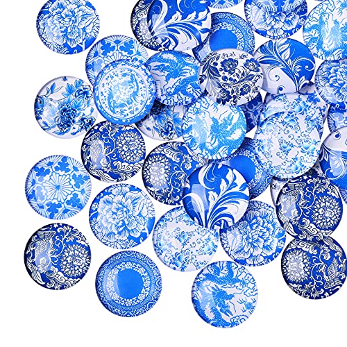 BEEFLYING 50 Stück Blau Und Weiß Bedruckte Glascabochons Flat Back Dome Cabochons Halbrunde Glascabochons für Circle Bezel Tray Setting BEEFLYING 50 Stück Blau Und Weiß Bedruckte Glascabochons Flat Back Dome Cabochons Halbrunde Glascabochons für Circle Bezel Tray Setting von BEEFLYING
