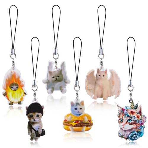 BEEFLYING 6 STK. Handy-Anhänger Ästhetik Y2K Niedliche Acryl-Katzen-Charme-Bänder Handy-Anhänger Zubehör für Tasche Schlüsselanhänger Kamera Geldbörse BEEFLYING 6 STK. Handy-Anhänger Ästhetik Y2K Niedliche Acryl-Katzen-Charme-Bänder Handy-Anhänger Zubehör für Tasche Schlüsselanhänger Kamera Geldbörse von BEEFLYING