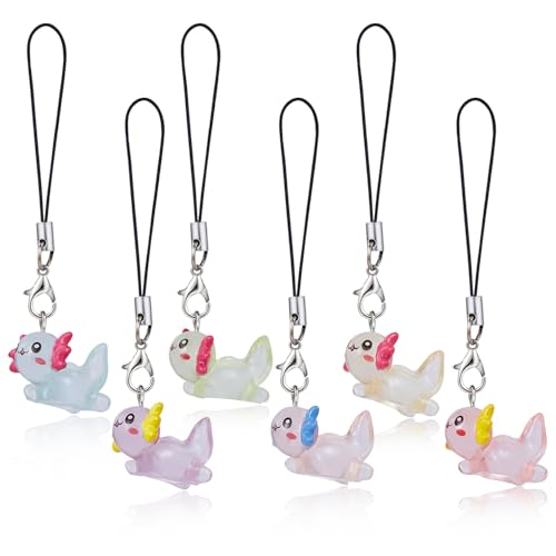 BEEFLYING 6 STK. Handy Anhänger Ästhetik Y2K Niedliche Leuchtende Harz Axolotl Anhänger Bänder Handy Anhänger Zubehör für Tasche Schlüsselanhänger Kamera Geldbörse BEEFLYING 6 STK. Handy Anhänger Ästhetik Y2K Niedliche Leuchtende Harz Axolotl Anhänger Bänder Handy Anhänger Zubehör für Tasche Schlüsselanhänger Kamera Geldbörse von BEEFLYING