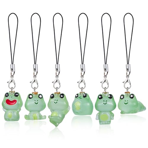 BEEFLYING 6 STK. Handy Anhänger Ästhetik Y2K Niedliche Leuchtende Harz Frosch Anhänger Bänder Handy Anhänger Zubehör für Tasche Schlüsselanhänger Kamera Geldbörse BEEFLYING 6 STK. Handy Anhänger Ästhetik Y2K Niedliche Leuchtende Harz Frosch Anhänger Bänder Handy Anhänger Zubehör für Tasche Schlüsselanhänger Kamera Geldbörse von BEEFLYING