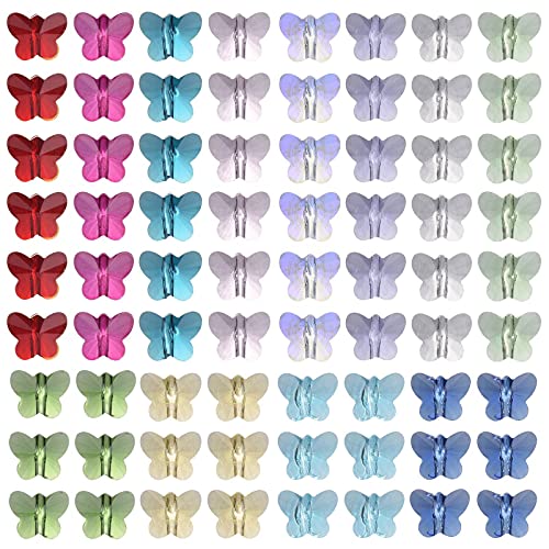 BEEFLYING 72 Stück Kristall Schmetterlings Perlen 12 Farben Transparente Facettierte Glasperlen Für DIY Schmuckherstellung Heimdekoration von BEEFLYING