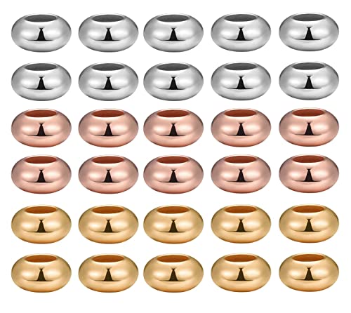 BEEFLYING 8 mm Goldfarbene Glatte Runde Zwischenperlen Rondelle Großes Loch Lose Perlen Für Armbänder Halsketten Schmuck Basteln BEEFLYING 8 mm Goldfarbene Glatte Runde Zwischenperlen Rondelle Großes Loch Lose Perlen Für Armbänder Halsketten Schmuck Basteln von BEEFLYING