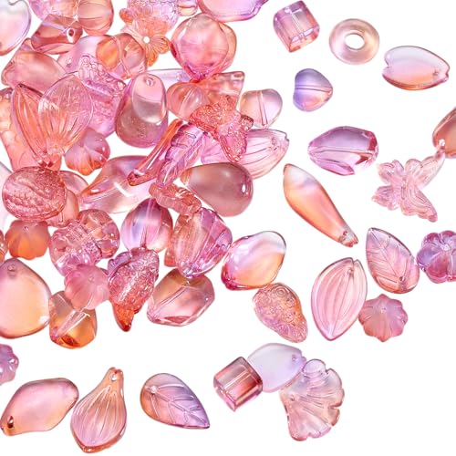 BEEFLYING 80 Stück transparente Glasperlen, gemischt, zufälliger Stil, Stern, Blume, Blatt, Schmetterling, Fisch, Perlen für die Armbänder, Halsketten, Schlüsselband, DIY, Koralle BEEFLYING 80 Stück transparente Glasperlen, gemischt, zufälliger Stil, Stern, Blume, Blatt, Schmetterling, Fisch, Perlen für die Armbänder, Halsketten, Schlüsselband, DIY, Koralle von BEEFLYING