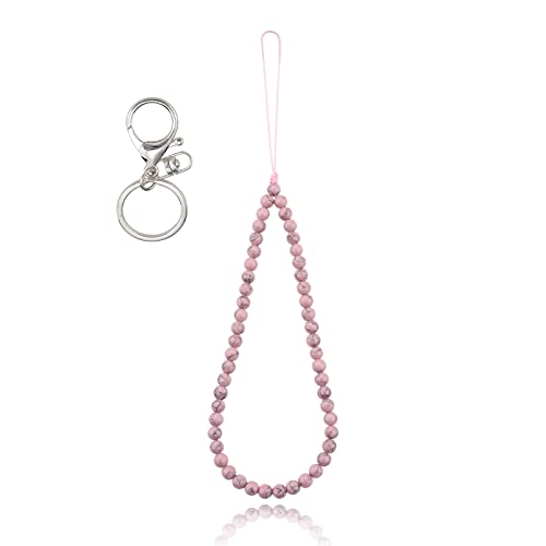 BEEFLYING Stein-Telefon-Lanyard-Handschlaufen, rosa synthetische türkisfarbene Edelsteinperlen, Telefon-Anhänger, handgefertigt, Anti-Verlust-Lanyard-Kordel BEEFLYING Stein-Telefon-Lanyard-Handschlaufen, rosa synthetische türkisfarbene Edelsteinperlen, Telefon-Anhänger, handgefertigt, Anti-Verlust-Lanyard-Kordel von BEEFLYING