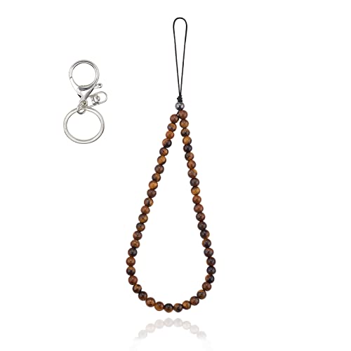 BEEFLYING Synthetische Edelstein-Telefon-Lanyard-Armbänder Telefonanhänger aus Steinperlen Handgemachte Anti-Lost-Lanyard-Schnur für Schlüsselbund-Zubehör zum Aufhängen von Telefonen von BEEFLYING