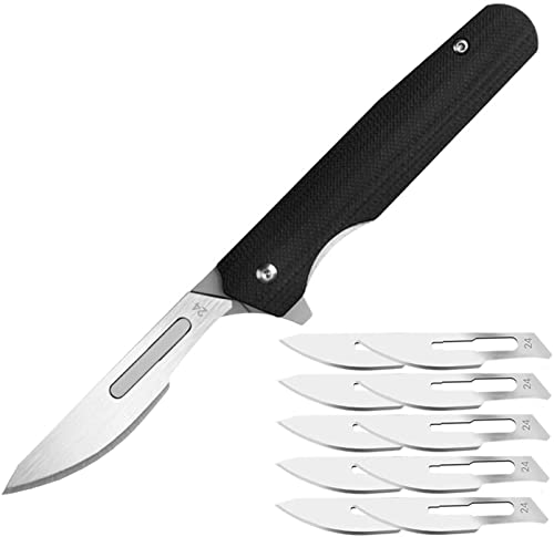 BEEK Klappmesser mit Clip, Skalpell mit 10 auswechselbare Klingen Figur 24, Einhandmesser G10 Griff, Taschenmesser, EDC Messer für Männer oder Frauen BEEK Klappmesser mit Clip, Skalpell mit 10 auswechselbare Klingen Figur 24, Einhandmesser G10 Griff, Taschenmesser, EDC Messer für Männer oder Frauen von BEEK