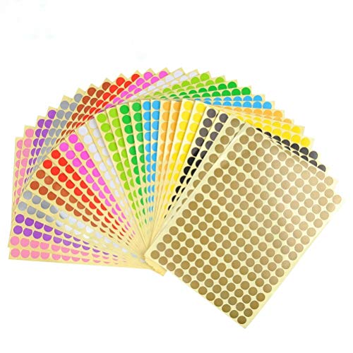 BEEK L253, Etiketten Markierungspunkte, 28 Blätter 10mm Sticker Punkte, Bunte Klebepunkte 14 Farben, runde Punktaufkleber Set, Acrylic, Black BEEK L253, Etiketten Markierungspunkte, 28 Blätter 10mm Sticker Punkte, Bunte Klebepunkte 14 Farben, runde Punktaufkleber Set, Acrylic, Black von BEEK