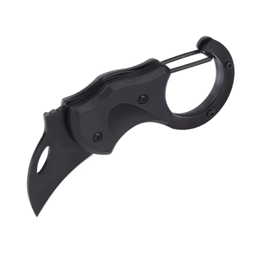 BEEK Schlüsselanhänger Messer Schwarz, Klappmesser Klein, Geschenke für Männer, EDC Messer Faltbar, Mini Taschenmesser, Messer mit Karabiner, Messer Outdoor, Gürtelmesser, EDC Knife von BEEK