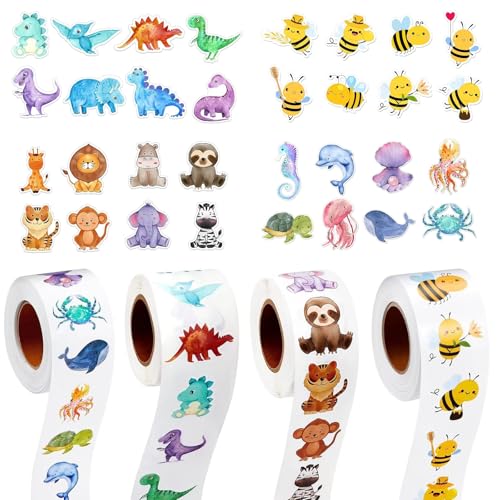 2000 Stück Motivationsaufkleber für Kinder Tier Belohnungsaufkleber Tier Aufkleber 32 Muster Animal Sticker Rolle Runde Aufkleber Kinder Selbstklebende Sticker Tiere Wasserfeste für Mädchen Junge 2000 Stück Motivationsaufkleber für Kinder Tier Belohnungsaufkleber Tier Aufkleber 32 Muster Animal Sticker Rolle Runde Aufkleber Kinder Selbstklebende Sticker Tiere Wasserfeste für Mädchen Junge von BEELUKY