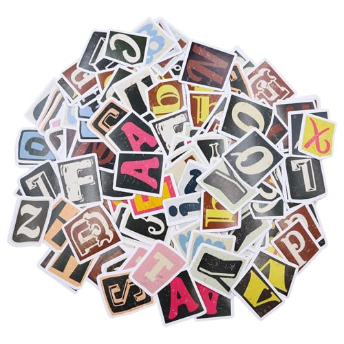 208 Stück Vintage Buchstaben Aufkleber Selbstklebend Wasserdicht Buchstaben Sticker Vinyl Alphabet Aufkleber DIY Scrapbook Stickers für Poster Briefkästen Reisetasche Scrapbooking Laptop Koffer von BEELUKY