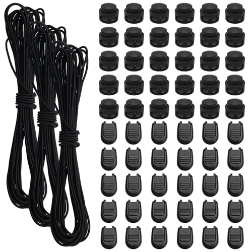 BEELUKY 3 Stück Gummiseil 10m Expanderseil 3mm Elastische Gummischnur mit 30 Kordelstopper 30 Kordelklemme Schwarz Gummikordel für Kordelzug Rucksack Wäscheleinen Schnürsenkel Camping BEELUKY 3 Stück Gummiseil 10m Expanderseil 3mm Elastische Gummischnur mit 30 Kordelstopper 30 Kordelklemme Schwarz Gummikordel für Kordelzug Rucksack Wäscheleinen Schnürsenkel Camping von BEELUKY