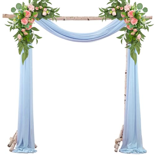 BEELUKY Querbehang Freihanddeko Hellblau 75x800cm Hochzeit Vorhang mit 22m Satinband Hochzeitsbogen Gardinen Querbehang Transparente für Wohnzimmer Hochzeitsfeier Zeremonie Bühnendekoration BEELUKY Querbehang Freihanddeko Hellblau 75x800cm Hochzeit Vorhang mit 22m Satinband Hochzeitsbogen Gardinen Querbehang Transparente für Wohnzimmer Hochzeitsfeier Zeremonie Bühnendekoration von BEELUKY