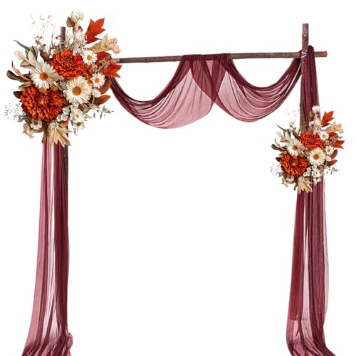 BEELUKY Querbehang Hochzeit Vorhang Rotwein 75x800cm Querbehang Freihanddeko mit 22m Satinband Hochzeitsbogen Gardinen für Wohnzimmer Hochzeitsfeier Zeremonie Bühnendekoration BEELUKY Querbehang Hochzeit Vorhang Rotwein 75x800cm Querbehang Freihanddeko mit 22m Satinband Hochzeitsbogen Gardinen für Wohnzimmer Hochzeitsfeier Zeremonie Bühnendekoration von BEELUKY
