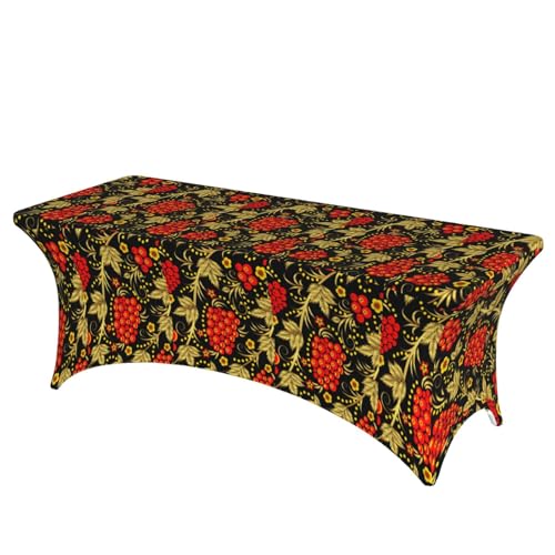Tischdecke, 6FT Stretch-Tischdecke Spannbettlaken Tischdecken Tischdecken für Picknick,Traditionelle russische Khokhloma-Cranberry Tischdecke, 6FT Stretch-Tischdecke Spannbettlaken Tischdecken Tischdecken für Picknick,Traditionelle russische Khokhloma-Cranberry von BEEOFICEPENG