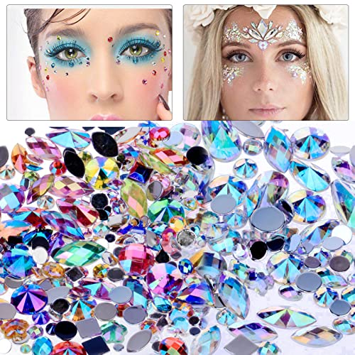 600pcs Rhinestones Gems Acryl Jewels Craft Supplies Gems Flat Back Mixed Acryl Jewels Gemstones Flatback Gemstone Embellishments Plastic Jewels Craft AB Rhinestones Loose Rhinestones for Craft von BEHAHAI