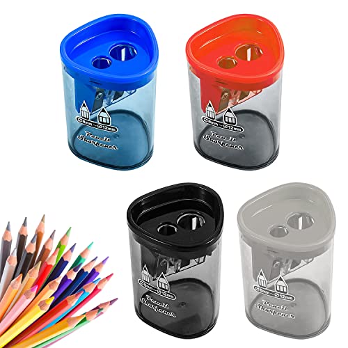 4pcs Manueller Bleistiftspitzer, Bleistiftspitzer mit Behälter und zwei Löchern, zylindrischer tragbarer Bleistiftspitzer für Büro, Schule, Haushalt 4pcs Manueller Bleistiftspitzer, Bleistiftspitzer mit Behälter und zwei Löchern, zylindrischer tragbarer Bleistiftspitzer für Büro, Schule, Haushalt von BEIIEB