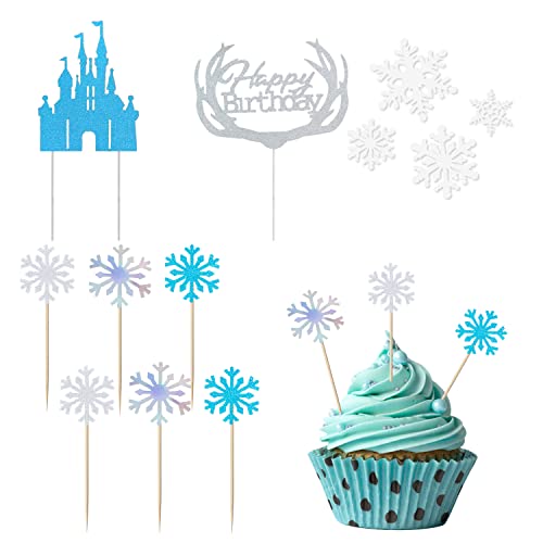 56 Stück Schloss-Kuchenaufsätze, Glitzer-Schneeflocken-Geburtstagsdekorationen, Cupcake-Aufsätze, gefrorene Kuchenaufsätze, Schloss-Schneeflocken-Kuchenaufsätze für Weihnachten, Geburtstag, Hochzeit 56 Stück Schloss-Kuchenaufsätze, Glitzer-Schneeflocken-Geburtstagsdekorationen, Cupcake-Aufsätze, gefrorene Kuchenaufsätze, Schloss-Schneeflocken-Kuchenaufsätze für Weihnachten, Geburtstag, Hochzeit von BEIIEB