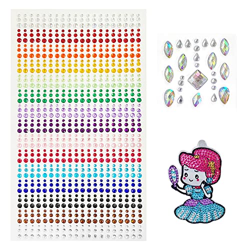 900 bunte Strass-Sticker in verschiedenen Formen und 26 Strasssteine ​​in ungerader Form, Strass-Sticker für Gesichts-Make-up, Nagelkunst-Dekoration, Basteldekoration von BEIIEB