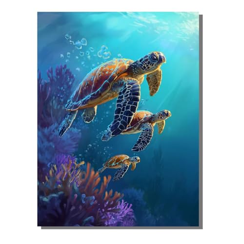 5D Diamant Painting Kit Meereslebewesen Diamond Painting Kinder DIY Set, Meeresschildkröten Full Drill Bastelset für Erwachsene, Diamant Kunst Mosaic Stickerei für Home Wand Dekor 60x80 cm BJHF958 von BEIJUYHU