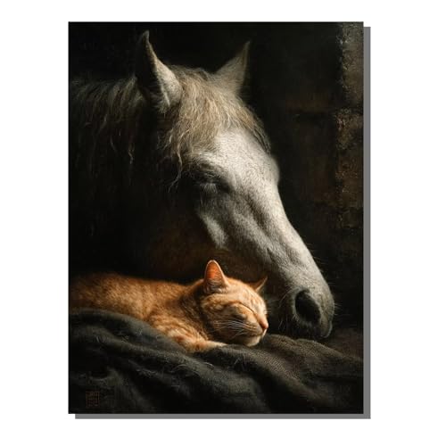 BEIJUYHU 5D Diamant Painting Kit Pferd Diamond Painting Kinder DIY Set, Katze Full Drill Bastelset für Erwachsene, Diamant Kunst Bilder Mosaic Stickerei für Home Wand Dekor 40x50cm BJHF488 von BEIJUYHU