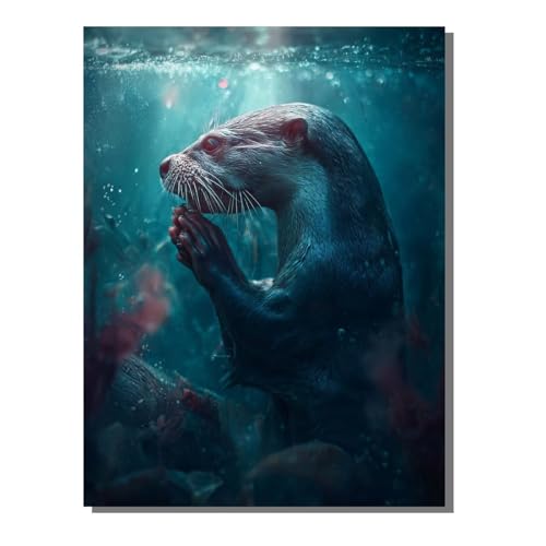 BEIJUYHU Diamond Painting Kinder Tier 5D Diamond Painting Otter Bilder DIY Full drill Crystal Strass Stickerei Mosaic Diamant Malerei Bastelset Geeignet Geschenk und Wanddeko 60x80 cm BJHF944 von BEIJUYHU