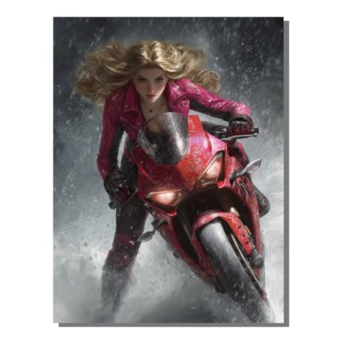 BEIJUYHU Motorrad 5D Diamond Painting Erwachsene Frau Full Drill Diamant Painting Kinder Bilder, DIY Mosaic Bastelset für Erwachsene, Diamant Malerei Stickerei Groß für Home Decor 80x100 cm BJHF949 von BEIJUYHU