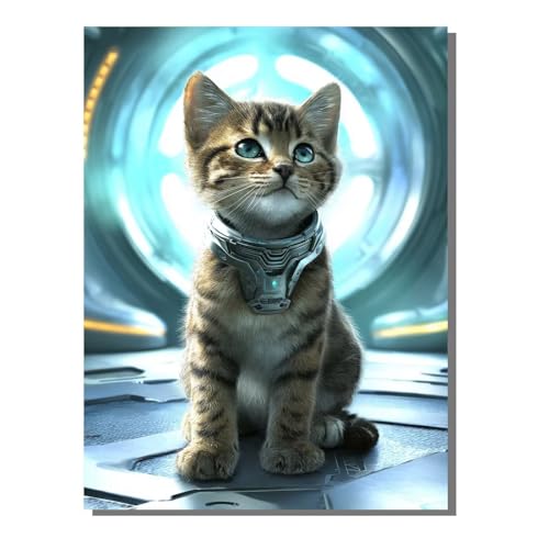 BEIJUYHU Tier 5D Diamond Painting Erwachsene Katze Full Drill Diamant Painting Kinder Bilder, DIY Mosaic Bastelset für Erwachsene, Diamant Malerei Stickerei Groß für Home Decor 60x80 cm BJHF959 von BEIJUYHU