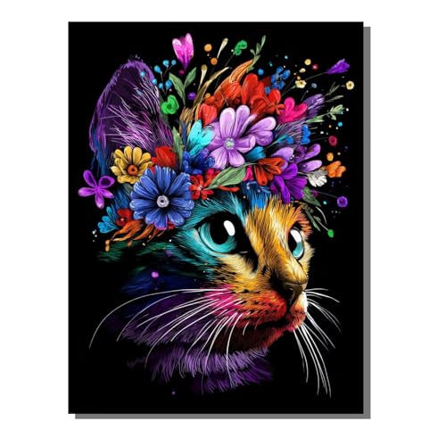 BEIJUYHU Tier Diamond Painting Erwachsene Groß XXL Katze 5D Full Drill Diamant Painting Bilder, DIY Mosaic Bastelset für Kinder und Erwachsene, Diamant Malerei Stickerei Home Decor 80x100 cm BJHF947 von BEIJUYHU