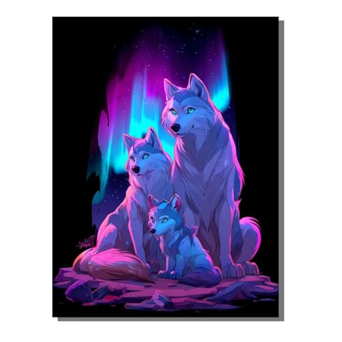 BEIJUYHU Tier Diamond Painting Erwachsene Groß XXL Wolf 5D Full Drill Diamant Painting Bilder, DIY Mosaic Bastelset für Kinder und Erwachsene, Diamant Malerei Stickerei Home Decor 80x100 cm BJHF527 von BEIJUYHU