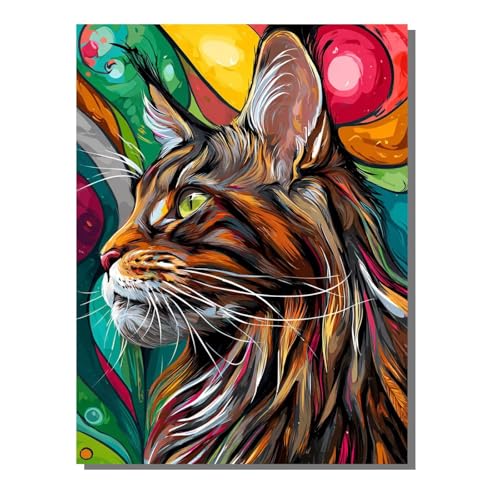 Diamond Painting Set Abstrakt Diamant Painting Bilder Erwachsene Groß DlY Art Kinder Full Drill Diamond Malerei Katze 5D Diamant Kunst Malerei Stickerei Mosaic Bastelset Home Decor 60x80 cm BJHF951 von BEIJUYHU