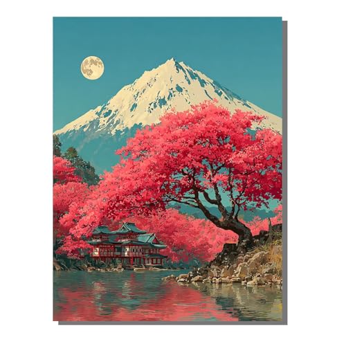 Landschaft Diamond Painting Kit Groß XXL 60x80 cm, 5D DlY Vulkan Fuji Diamant Painting Kinder Full drill Daiments Malerei Erwachsene, Diamond Art Mosaic Stickerei Bastelset Geschenk Wand Dekor BJHF522 von BEIJUYHU