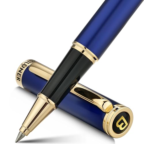 BEILUNER Hochwertiger Tintenroller mit Echtvergoldung - Professioneller Kugelschreiber mit schwarzer Schneider 850 Mine - Geschenkbox - Luxus Schreibgerät für Business & Geschenkanlässe(Blau) von BEILUNER