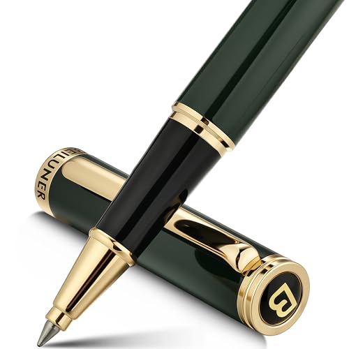 BEILUNER Hochwertiger Tintenroller mit Echtvergoldung - Professioneller Kugelschreiber mit schwarzer Schneider 850 Mine - Geschenkbox - Luxus Schreibgerät für Business & Geschenkanlässe(Grün) von BEILUNER