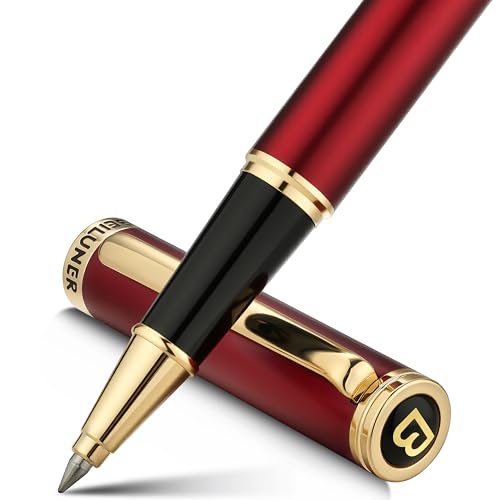 BEILUNER Hochwertiger Tintenroller mit Echtvergoldung - Professioneller Kugelschreiber mit schwarzer Schneider 850 Mine - Geschenkbox - Luxus Schreibgerät für Business & Geschenkanlässe(Rosa) von BEILUNER