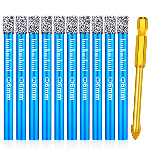 11 Stück Fliesenbohrer Set für Harte Fliesen 6mm Diamantbohrer und 6mm Glasbohrer Karbid-Anbohrer Metall Bohrer für Keramik, Granit, Glas, Porz 11 Stück Fliesenbohrer Set für Harte Fliesen 6mm Diamantbohrer und 6mm Glasbohrer Karbid-Anbohrer Metall Bohrer für Keramik, Granit, Glas, Porz von BEIMEIII
