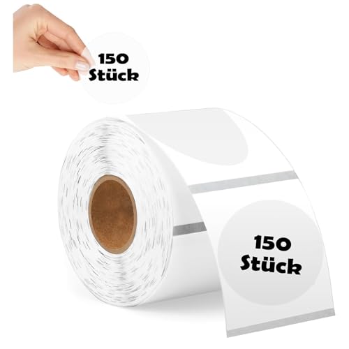 150 Stück Thermo Etiketten Transparent Thermo Aufkleber 50mm*50mm Runde Aufkleber Transparent Selbstklebend Thermo Etiketten Rolle für Nelko PL70e-bt Munbyn Thermo Papier Thermo Etikettendrucker von BEIMEIII