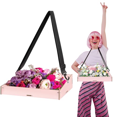 BEIMEIII Bauchladen JGA Rose Bauchladen Junggesellinnenabschied Team Bride Deko Bauchladen Braut Holz für Männer Frauen JGA Party Spiele Promotion 40 * 26 * 10.5cm von BEIMEIII