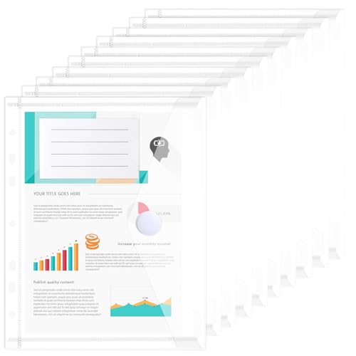 10 Stück Dokumententasche A5 Transparent Klarsichthüllen a5 Abheftbar mit 7 Lochverstärker und Etikettentasche Sammelmappe 22.8 * 18cm Dokumentenmappe Binder a5 für Dokumente Organisiere Abheftbar von BEIMEIII