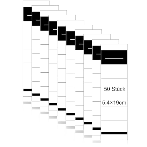 50 Stück Ordnerrücken Einstecken Breit 54 x 190 mm Rückenschilder Qrdner Weiß Ordner Etiketten Ordnerrücken Rückenschilder für 8 cm Schmale Ordner (Keine Klebrigkeit) von BEIMEIII