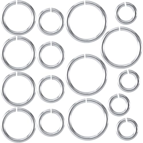 BEIQIYA 16 Stück 925er Sterlingsilber, geteilte Biegeringe, 3/4/5/6 mm, kleine runde Biegeringe für Halsketten, Armbänder, Ohrringe, Schmuckherstellung von BEIQIYA