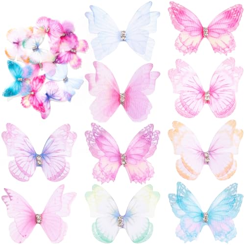 BEIQIYA 20 Stück Organza-Stoff-Schmetterlinge zum Basteln, 3D-doppellagige, durchsichtige Netz-Schmetterling-Applikation, 4,5 cm, Mini-Wanddekoration, Zubehör für Zuhause, Hochzeit, Party, Dekoration BEIQIYA 20 Stück Organza-Stoff-Schmetterlinge zum Basteln, 3D-doppellagige, durchsichtige Netz-Schmetterling-Applikation, 4,5 cm, Mini-Wanddekoration, Zubehör für Zuhause, Hochzeit, Party, Dekoration von BEIQIYA