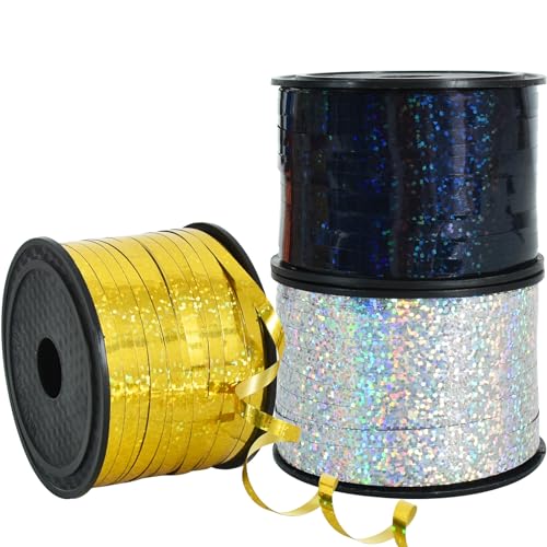 BEISHIDA 3 Stück 91,4 m Gold Silber Schwarz Band Kräuselband Gekräuseltes Glitzerband Ballonschnur Glänzend Metallic Geschenkband Geburtstag Party Festival Kunst Handwerk Dekor Florist Blumen BEISHIDA 3 Stück 91,4 m Gold Silber Schwarz Band Kräuselband Gekräuseltes Glitzerband Ballonschnur Glänzend Metallic Geschenkband Geburtstag Party Festival Kunst Handwerk Dekor Florist Blumen von BEISHIDA